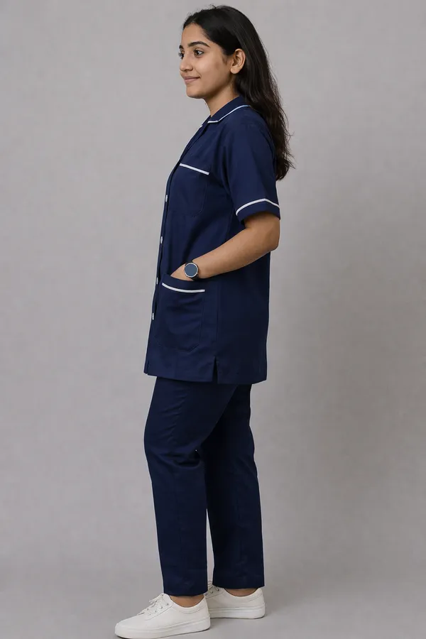 Female_Staff_Dress_|_Polycotton,_Stylish,_Comfortable_|_Half_Sleeves_|_Uniform_For_Healthcare_Professionals_|_Color_(_Blue_)_Sizes_S_-_XL