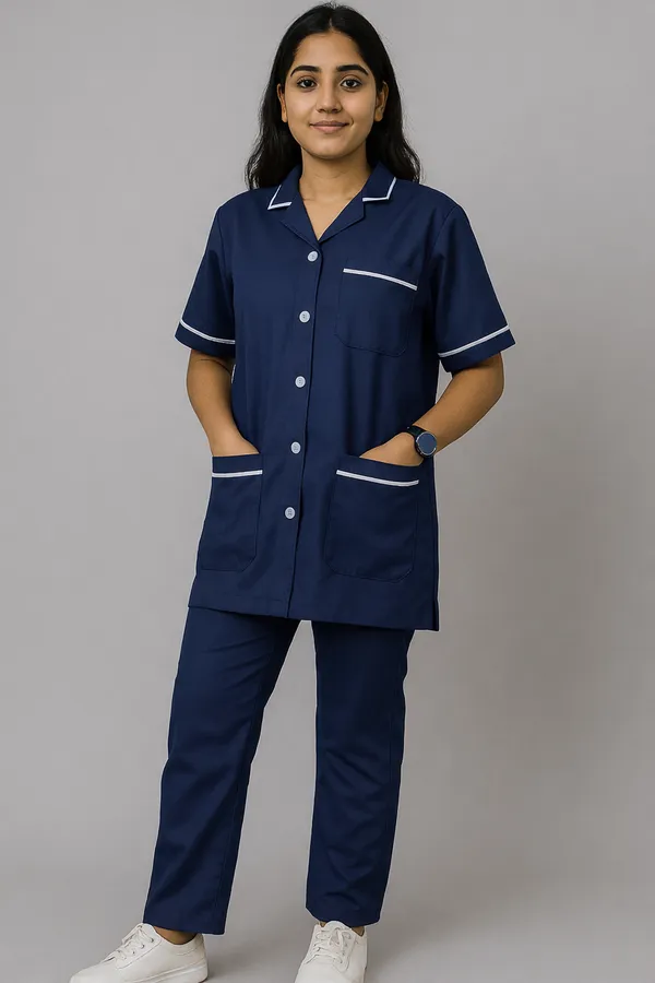 Female_Staff_Dress_|_Polycotton,_Stylish,_Comfortable_|_Half_Sleeves_|_Uniform_For_Healthcare_Professionals_|_Color_(_Blue_)_Sizes_S_-_XL