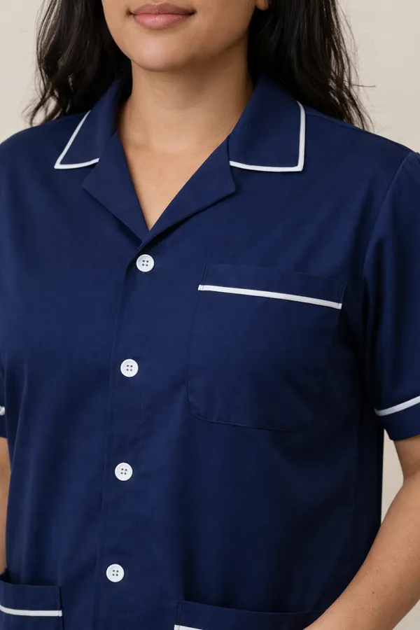 Female_Staff_Dress_|_Polycotton,_Stylish,_Comfortable_|_Half_Sleeves_|_Uniform_For_Healthcare_Professionals_|_Color_(_Blue_)_Sizes_S_-_XL