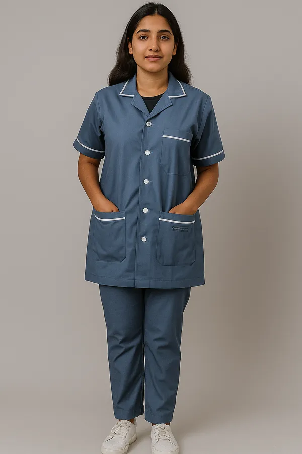 Grey_Staff_Dress_|_Female_|_Polycotton,_Stylish,_Comfortable_|_Half_Sleeves_|_Ideal_For_Health_care_Professionals_|_Sizes_S_-_XXL