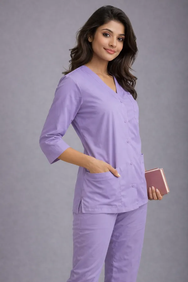 Elite_Lilac_Medical_Scrub_Set_for_Women_??SPUN_Fabric_|_Comfortable_V-Neck_Top_&_Pants,_Soft_Breathable_Fabric,_Professional_Workwear