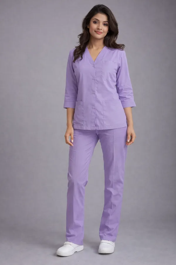 Elite_Lilac_Medical_Scrub_Set_for_Women_??SPUN_Fabric_|_Comfortable_V-Neck_Top_&_Pants,_Soft_Breathable_Fabric,_Professional_Workwear
