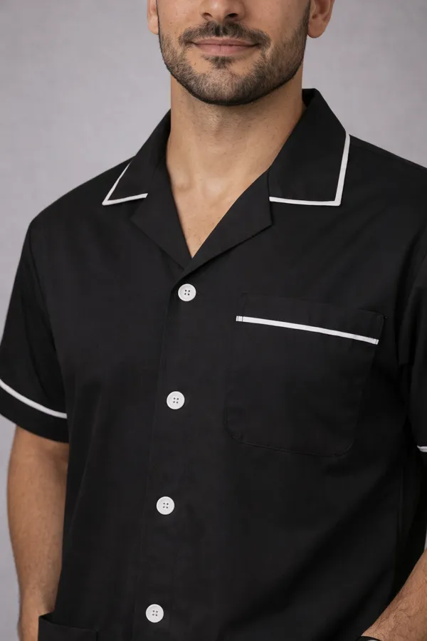 Male_Staff_Dress_|_Polycotton,_Stylish,_Comfortable_|_Half_Sleeves_|_Uniform_For_Healthcare_Professionals_|_Color_(Black)_Sizes_S_-_2XL