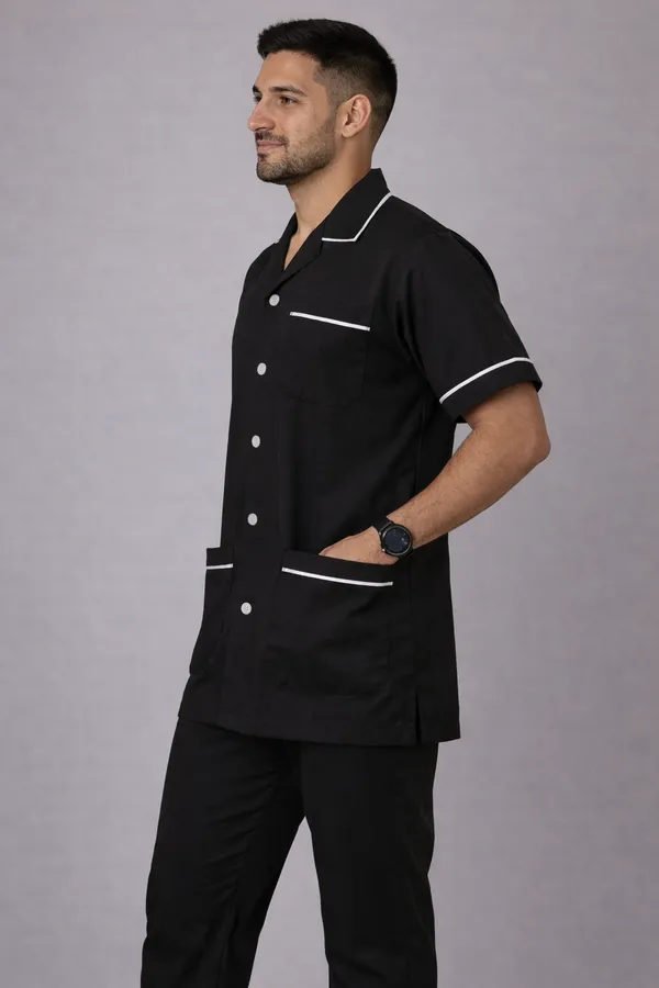 Male_Staff_Dress_|_Polycotton,_Stylish,_Comfortable_|_Half_Sleeves_|_Uniform_For_Healthcare_Professionals_|_Color_(Black)_Sizes_S_-_2XL