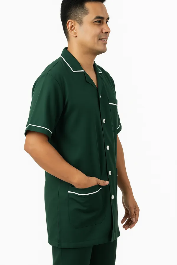Male_Staff_Dress_|_Polycotton,_Stylish,_Comfortable_|_Half_Sleeves_|_Uniform_For_Healthcare_Professionals_|_Color_(_Green_)_Sizes_S_-_2XL