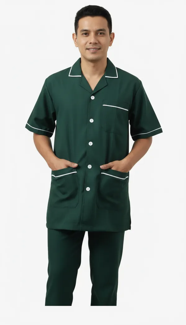 Male_Staff_Dress_|_Polycotton,_Stylish,_Comfortable_|_Half_Sleeves_|_Uniform_For_Healthcare_Professionals_|_Color_(_Green_)_Sizes_S_-_2XL