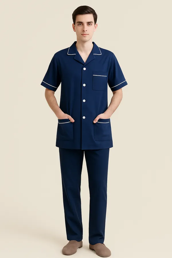 Navy_Blue_Staff_Dress_|_Male_|_Polycotton,_Stylish,_Comfortable_|_Half_Sleeves_|_Ideal_For_Health_care_Professionals_|_Sizes_S_-_XXL