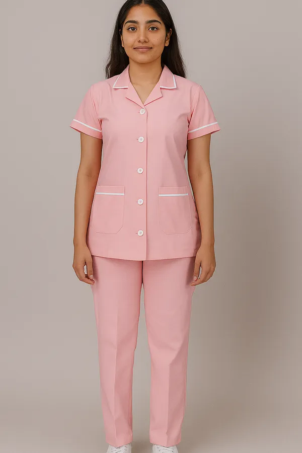 Pink_Staff_Dress_|_Female_|_Polycotton,_Stylish,_Comfortable_|_Half_Sleeves_|_Ideal_For_Health_care_Professionals_|_Sizes_S_-_XXL
