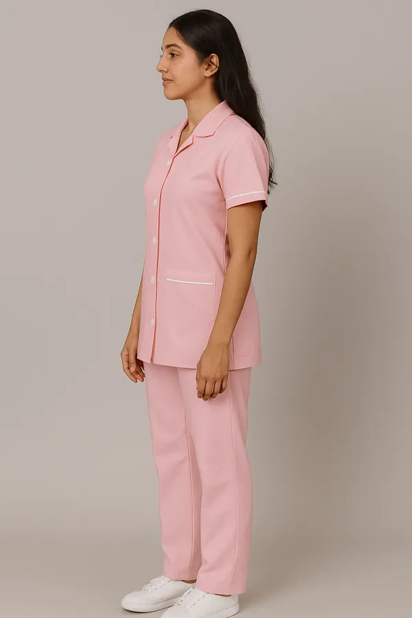 Pink_Staff_Dress_|_Female_|_Polycotton,_Stylish,_Comfortable_|_Half_Sleeves_|_Ideal_For_Health_care_Professionals_|_Sizes_S_-_XXL