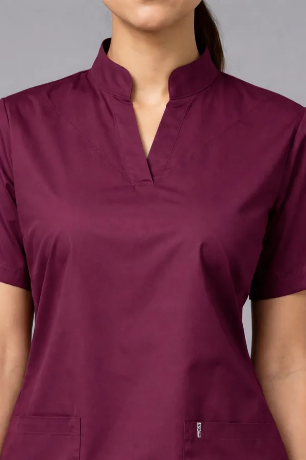 Premium_Scrub_Suit_|_Unisex_Stone_Collar_|_Wine_Color_|_Stylish,_Comfortable_|_Ideal_For_Health_care_Professionals_|_Sizes_S-_2XL