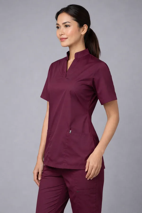 Premium_Scrub_Suit_|_Unisex_Stone_Collar_|_Wine_Color_|_Stylish,_Comfortable_|_Ideal_For_Health_care_Professionals_|_Sizes_S-_2XL