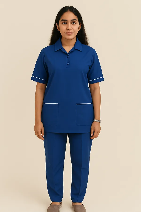 Royal_Blue_Staff_Dress_|_Female_|_Polycotton,_Stylish,_Comfortable_|_Half_Sleeves_|_Uniform_For_Healthcare_Professionals_|_Sizes_S_-_2XL