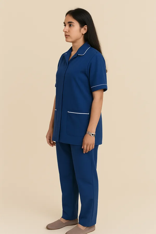 Royal_Blue_Staff_Dress_|_Female_|_Polycotton,_Stylish,_Comfortable_|_Half_Sleeves_|_Uniform_For_Healthcare_Professionals_|_Sizes_S_-_2XL