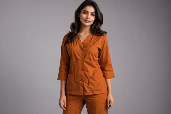Elite_Rust_Medical_Scrub_Set_for_Women_SPUN_Fabric_|_Comfortable_V-Neck_Top_&_Pants,_Soft_Breathable_Fabric,_Professional_Workwear