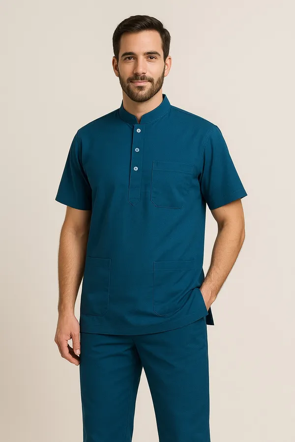 Turquoise_Blue_Premium_Scrub_Suits_|_Unisex_|_Mandarian_Collar_|_Polycotton,_Stylish,_Comfortable_|_Ideal_For_Health_care_Professionals_|_Sizes_S-2XL