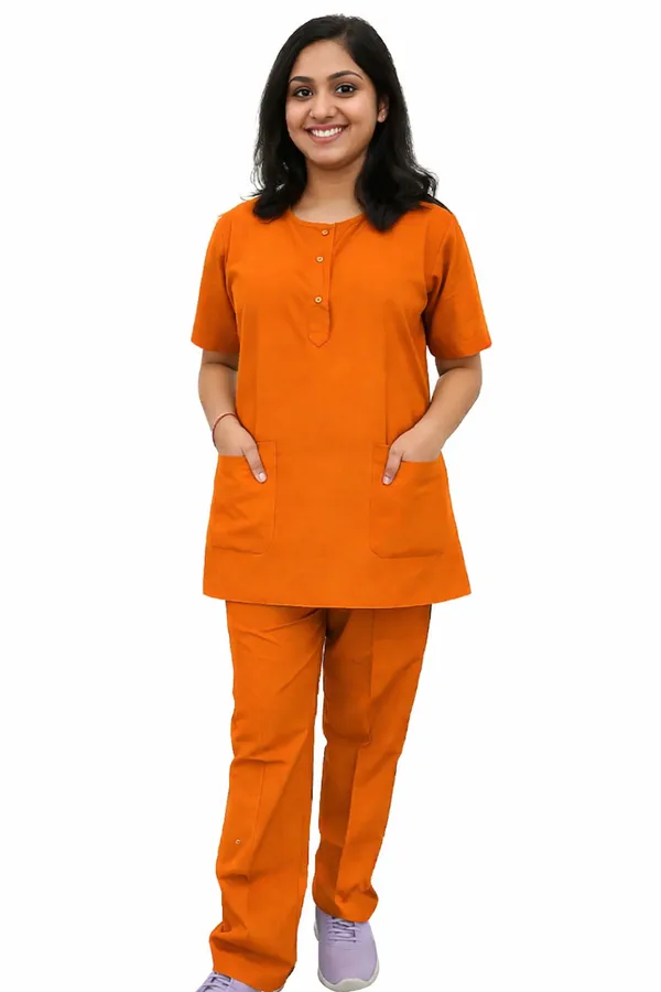 Unisex_Premium_Orange_Color_|_Half_Sleeve_Scrub_Set_|_Round_Neck_|_Doctor_&_Medical_Uniform_|_Hospital_&_Clinic_Wear