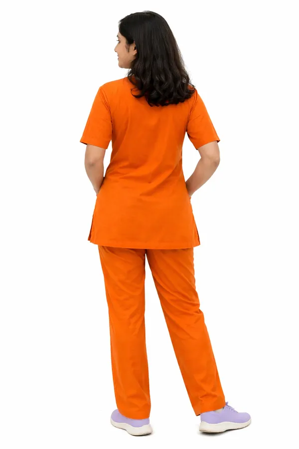 Unisex_Premium_Orange_Color_|_Half_Sleeve_Scrub_Set_|_Round_Neck_|_Doctor_&_Medical_Uniform_|_Hospital_&_Clinic_Wear
