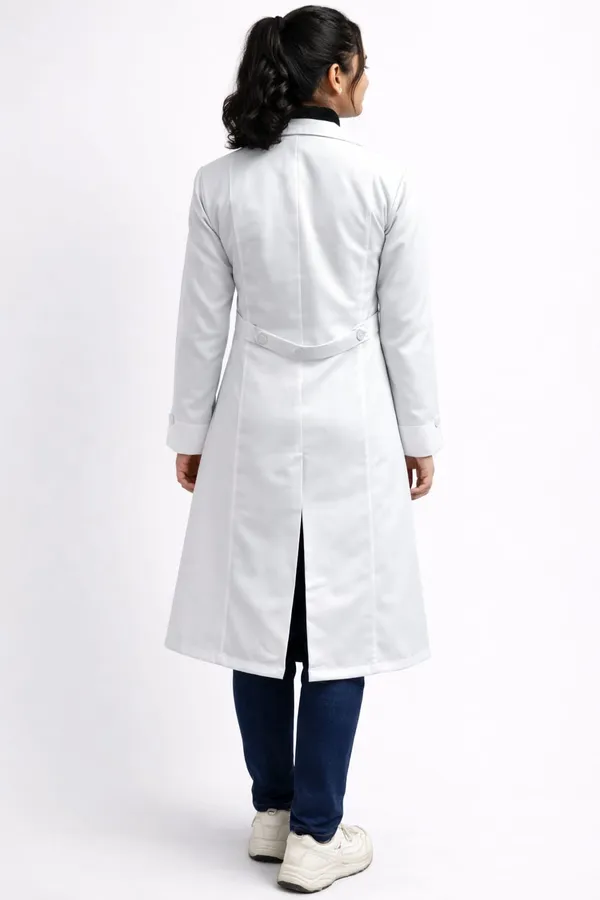 Women's_Professional_White_Over_coat_|_Full_Sleeves_|_Calf_Length_|_Notch_Collar_with_Pockets_for_Doctors,_Medical_Staff,_Laboratory_Workers