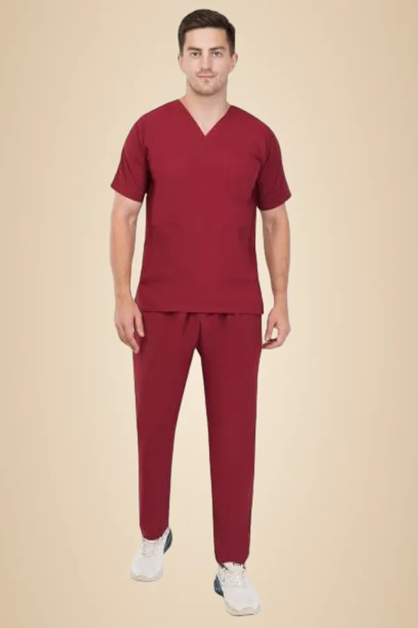 Maroon_Scrub_Suits_|_Polycotton,_Stylish,_Comfortable_|_Half_Sleeves_|_Ideal_For_Health_Care_Professionals