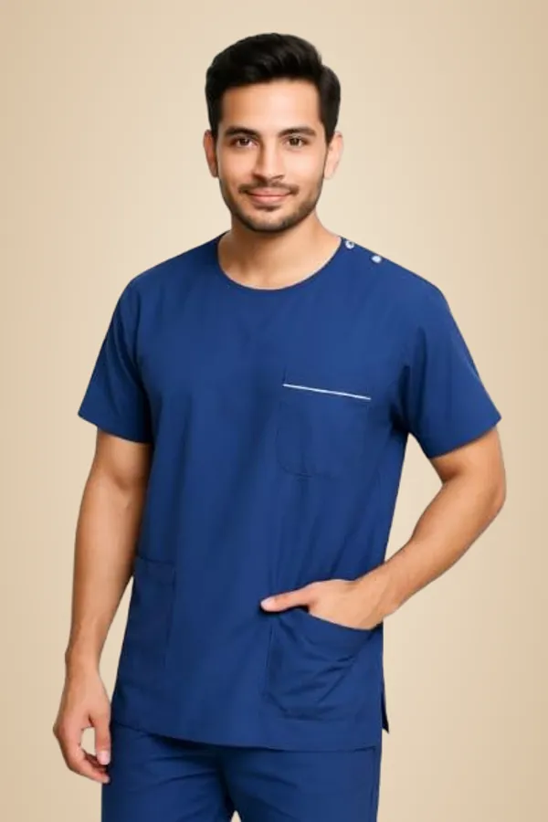 Navy_Blue_Hangerage_Premium_Scrub_Set_|_Unisex_Scrub_Set_|_Half_Sleeves_|_Round_Neck_With_Snap_Buttons_|_Ideal_For_Health_Care_Professional