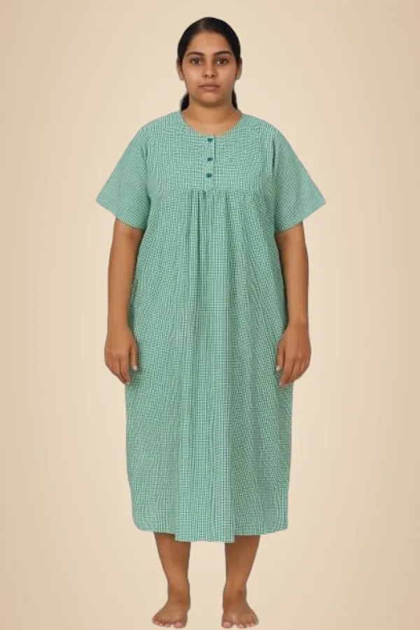 Green_Patient_Gown_(Maxi)_|_Green_Checkered_Cotton