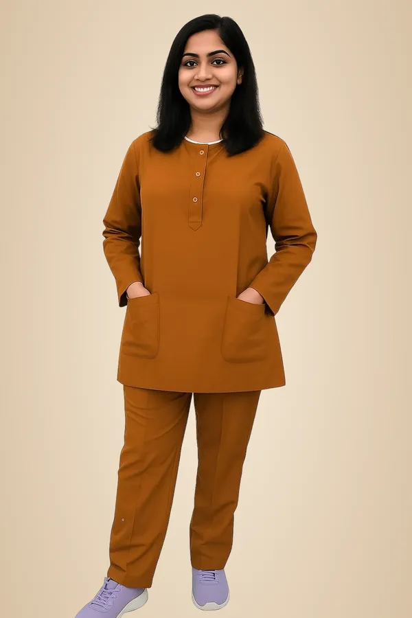 Rust_Unisex_Premium_|_Full_Sleeve_Scrub_Set_|_Round_Neck_|_Doctor_&_Medical_Uniform_|_Hospital_&_Clinic_Wear