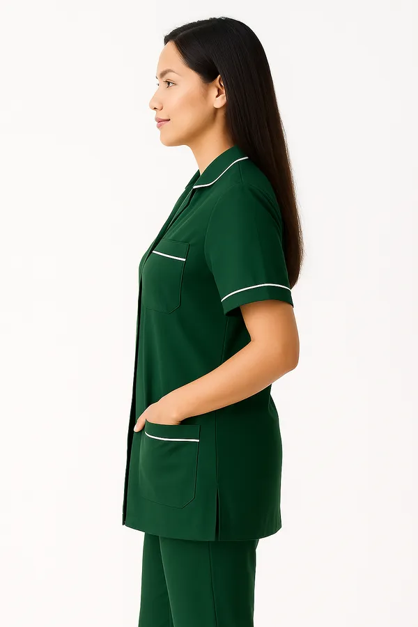 Green_Staff_Dress_|_Female_|_Polycotton,_Stylish,_Comfortable_|_Half_Sleeves_|_Ideal_For_Health_care_Professionals_|_Sizes_S_-_XXL