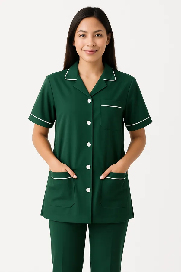 Green_Staff_Dress_|_Female_|_Polycotton,_Stylish,_Comfortable_|_Half_Sleeves_|_Ideal_For_Health_care_Professionals_|_Sizes_S_-_XXL