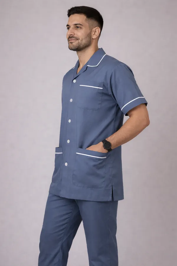 Male_Staff_Dress_|_Polycotton,_Stylish,_Comfortable_|_Half_Sleeves_|_Uniform_For_Healthcare_Professionals_|_Color_(Grey)_Sizes_S_-_2XL