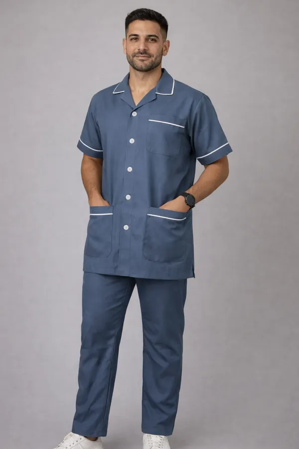 Male_Staff_Dress_|_Polycotton,_Stylish,_Comfortable_|_Half_Sleeves_|_Uniform_For_Healthcare_Professionals_|_Color_(Grey)_Sizes_S_-_2XL