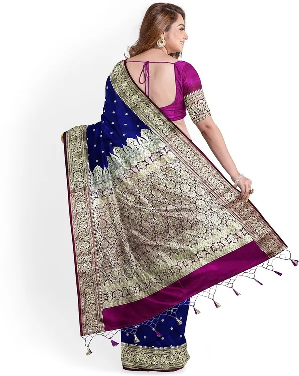 Multicolor_Satin_Woven_Pure_Banarasi_Saree_With_Unstitched_Blouse_Piece_For_Women