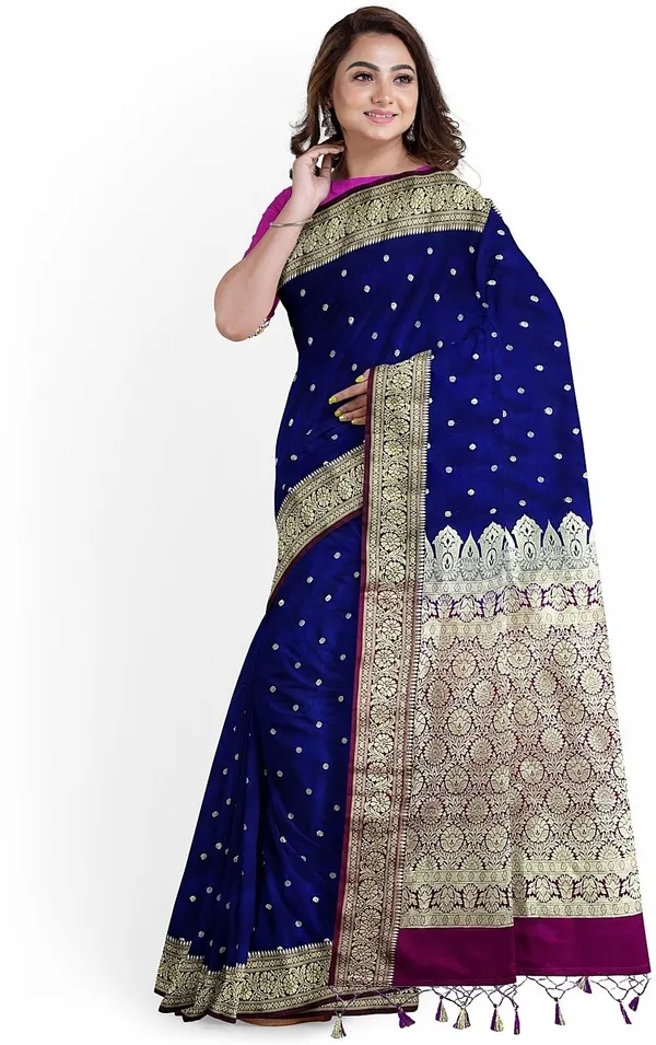 Multicolor_Satin_Woven_Pure_Banarasi_Saree_With_Unstitched_Blouse_Piece_For_Women