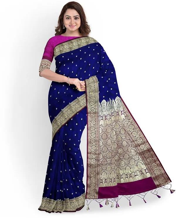 Multicolor_Satin_Woven_Pure_Banarasi_Saree_With_Unstitched_Blouse_Piece_For_Women