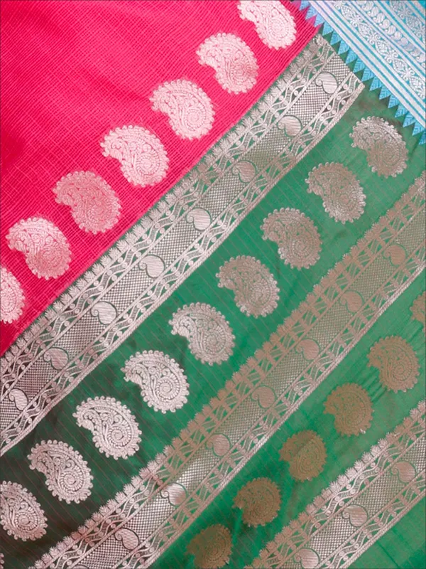Pink_Organza_Self_Design_&_Checkered_Pure_Bollywood_Saree_With_Unstitched_Blouse_Piece_For_Women