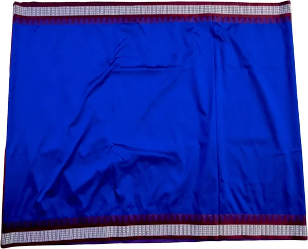Blue_Silk_Blend_Solid_&_Temple_Border_Pure_Sambalpuri_Saree_With_Unstitched_Blouse_Piece_For_Women