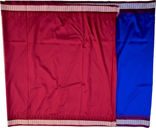 Blue_Silk_Blend_Solid_&_Temple_Border_Pure_Sambalpuri_Saree_With_Unstitched_Blouse_Piece_For_Women