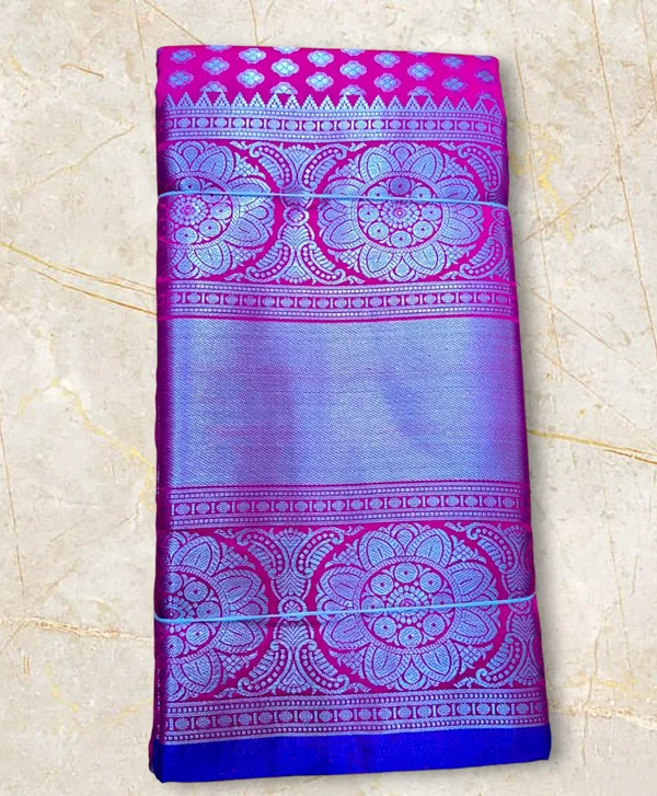 Pink_Jacquard_Art_Silk_Woven_Synthetic_Kanjivaram_Saree_With_Unstitched_Blouse_Piece_For_Women