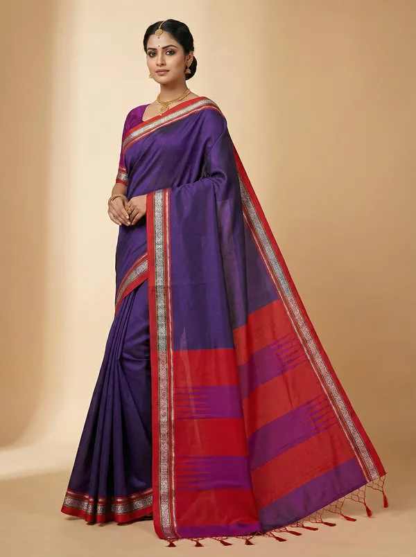 Multicolor_Cotton_Blend_Woven_Ilkal_Saree_With_Unstitched_Blouse_Piece_For_Women