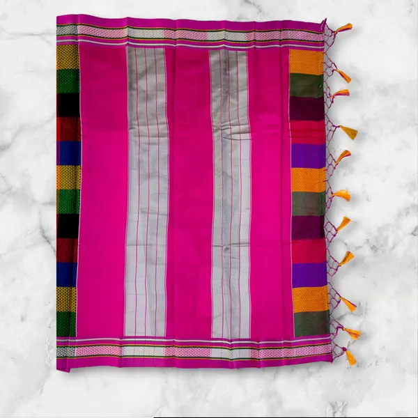 Multicolor_Cotton_Blend_Checkered_Blend_Ilkal_Saree_With_Unstitched_Blouse_Piece_For_Women