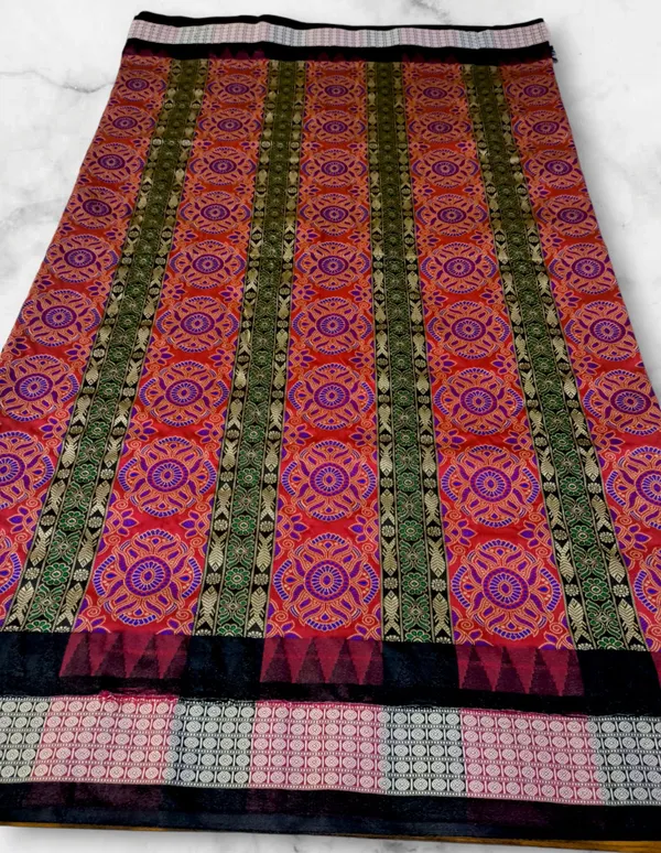 Gold_Jacquard_Woven_Pure_Sambalpuri_Saree_With_Unstitched_Blouse_Piece_For_Women