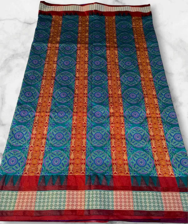 Blue_Jacquard_Woven_Pure_Sambalpuri_Saree_With_Unstitched_Blouse_Piece_For_Women
