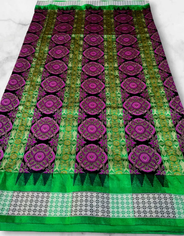 Green_Jacquard_Woven_Pure_Sambalpuri_Saree_With_Unstitched_Blouse_Piece_For_Women