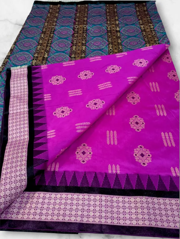 Pink_Jacquard_Woven_Pure_Sambalpuri_Saree_With_Unstitched_Blouse_Piece_For_Women