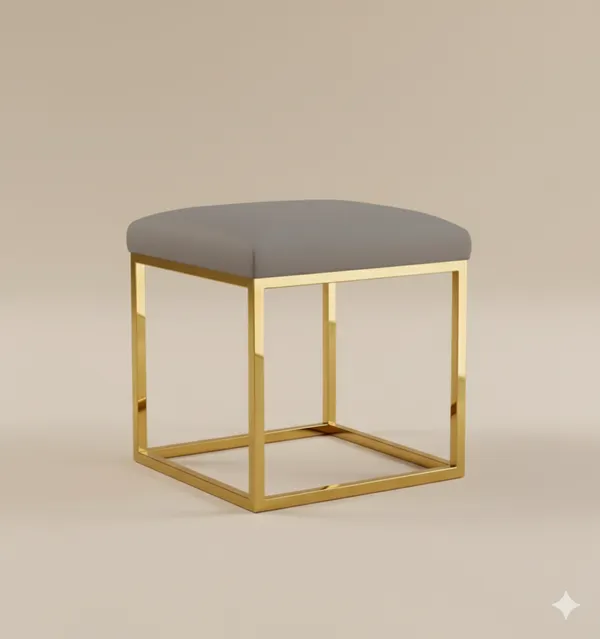 Gray_Luxe_Velvet_Stool,_Elegant_Gold_Wrought_Iron_Base,_Soft_Designer_Seating,Grey