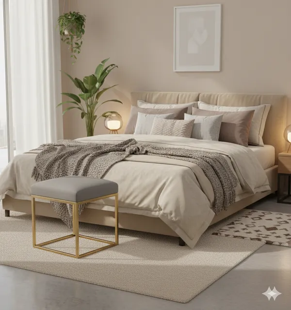 Gray_Luxe_Velvet_Stool,_Elegant_Gold_Wrought_Iron_Base,_Soft_Designer_Seating,Grey