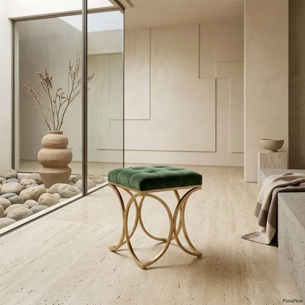 The_Lyra_Accent_Stool_-_Gold_Frame,_Forest_Green