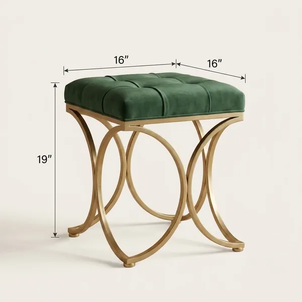The_Lyra_Accent_Stool_-_Gold_Frame,_Forest_Green