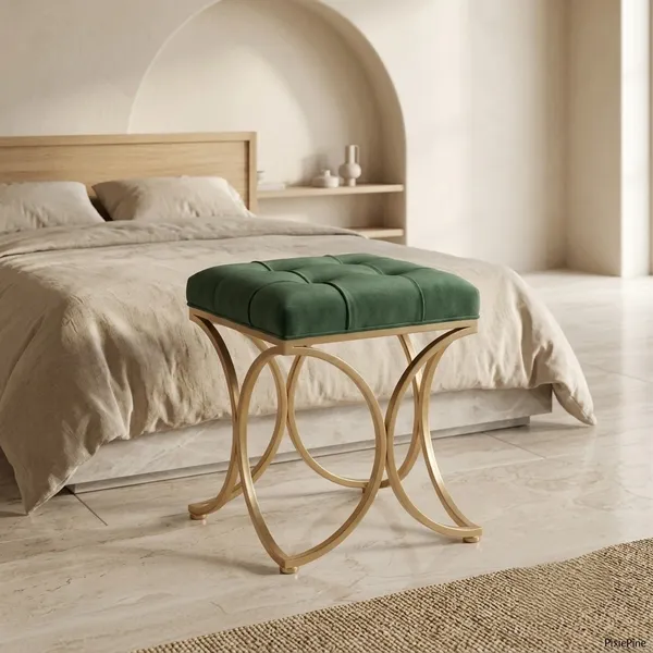 The_Lyra_Accent_Stool_-_Gold_Frame,_Forest_Green