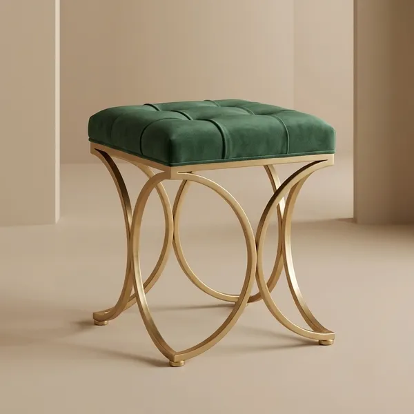 The_Lyra_Accent_Stool_-_Gold_Frame,_Forest_Green