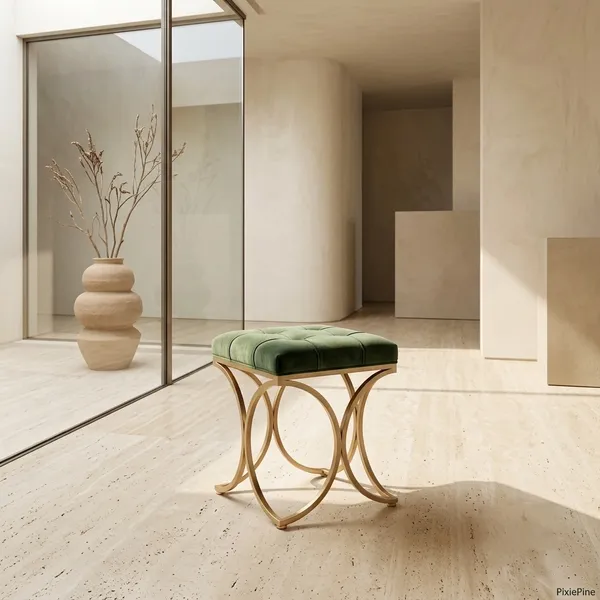 The_Lyra_Accent_Stool_-_Gold_Frame,_Forest_Green